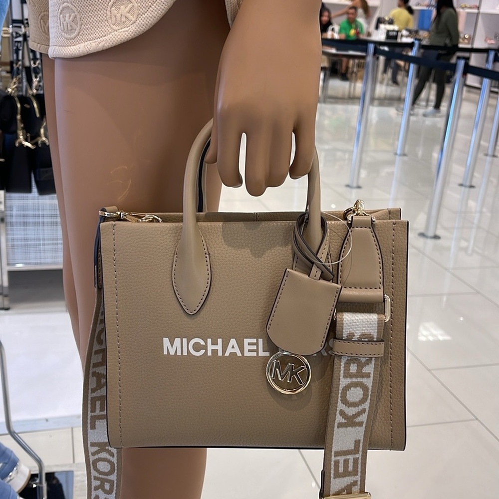 Michael Kors Mirella Small Pebbled Leather Shopper Top Zip Crossbody XBODY Tote - Picture 12 of 16